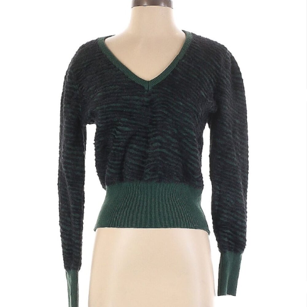 ASTR The Label Green Fuzzy Pullover Sweater